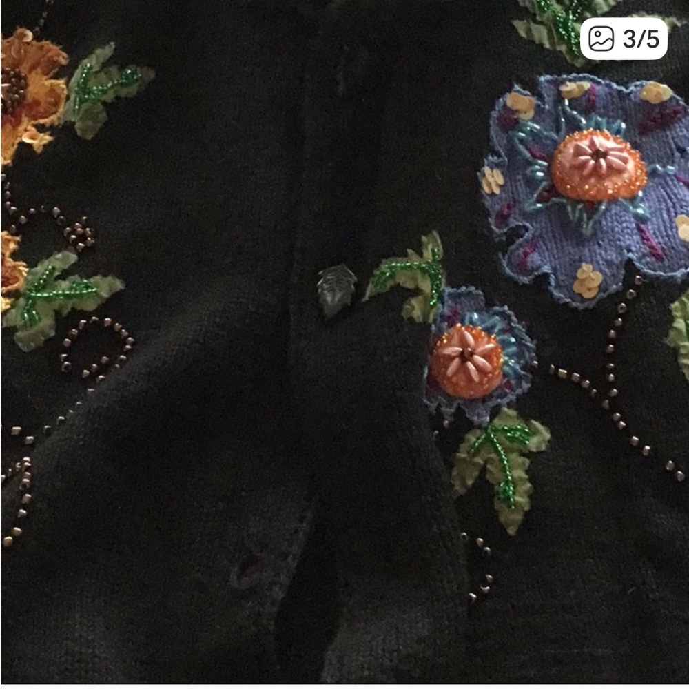 Vintage Storybook Knits Embroidered Beaded Sweater FLAWED - Picture 14 of 16